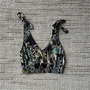 Free People Black and Purple Floral crop Top